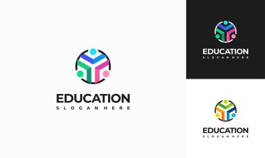Eğitim logosu konsept vektörü, İnsanlar ve Kitap logo simgesi şablonu dizayn etti