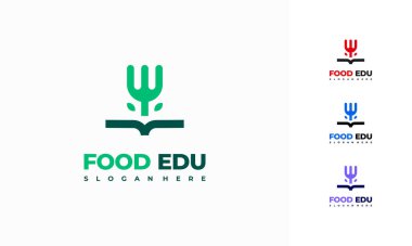Gıda tarifi Logosu konsept vektörü, Gıda Eğitimi Stüdyosu logo simgesi ikonu dizayn etti