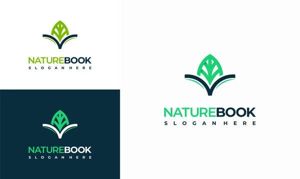 Nature Book Logo Designs Vector Nature Education Logo — Vetor de Stock