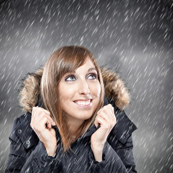 Woman enjoying snow in winter — Stock Photo, Image