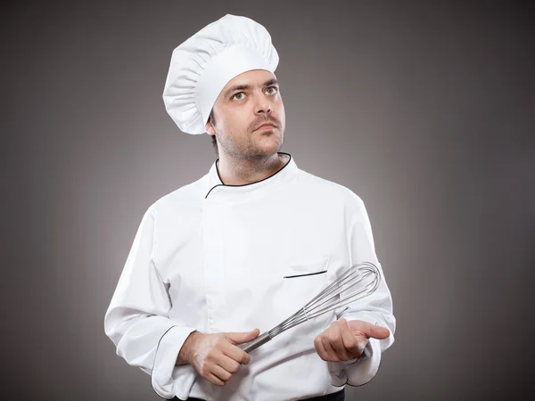 Chef-kok met whick denken — Stockfoto