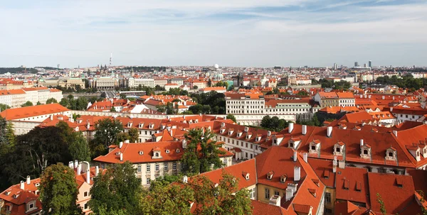 Betegelde daken van oude huizen in Praag — Stockfoto