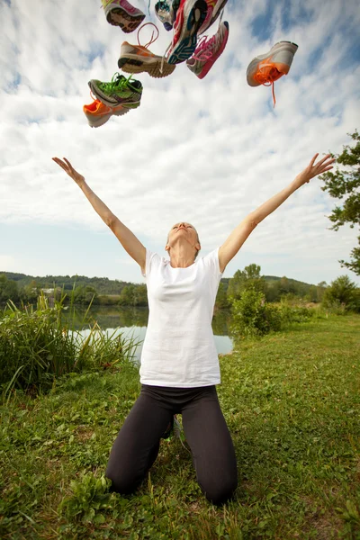 Feminino maratona corredor — Fotografia de Stock