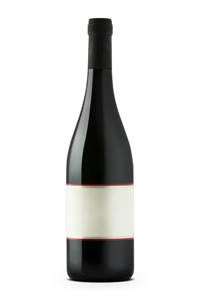 Rode wijn fles met lege etiquette — Stockfoto