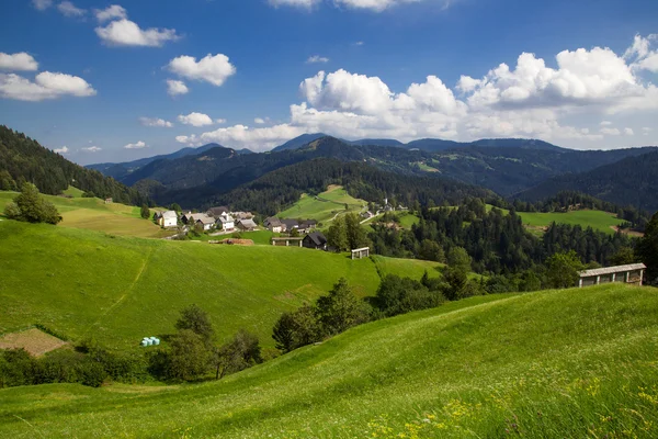 En vakker utsikt over den lille landsbyen i Slovenia. – stockfoto