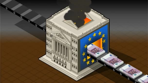 Isometrisk børs brændende euro – Stock-video