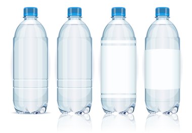 Four plastic bottles with labels.