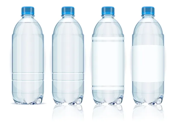 Four plastic bottles with labels. — Stock Vector