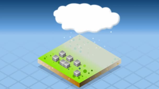 Isometric representation of natural disaster snow capped — Stock Video