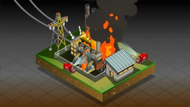 Catastrophe isométrique du feu des centrales au charbon — Video