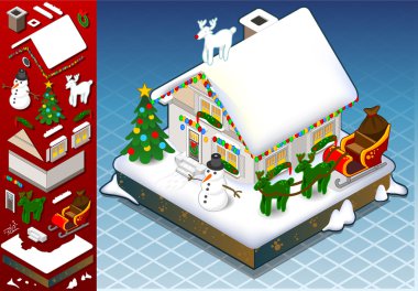 izometrik Noel kar maskeli evi