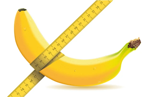 Mengukur satu pisang dengan ukuran tape - Stok Vektor