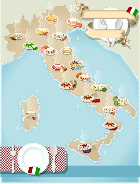 Map Of Italian's Pasta — Stock Vector