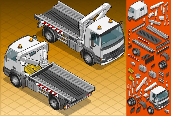 Izometryczna ciężarówka holownicza w dwóch pozycjach — Wektor stockowy