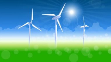 Rüzgar türbinleri ile üzerinde harika gökyüzünü