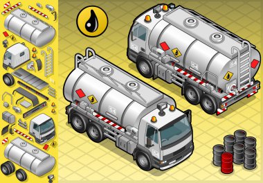 İki pozisyonda isometrik sıvı tanker kamyon