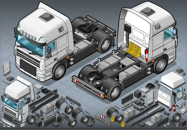 Camion isométrique solo de conduite en deux positions — Image vectorielle