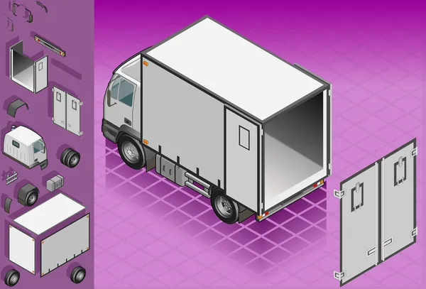 Isométrique blanc réfrigérateur van — Image vectorielle