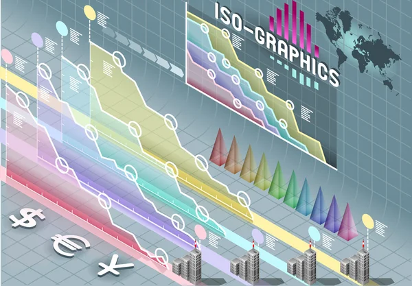 Isometrisk infographic som element med öppenhet — Stock vektor