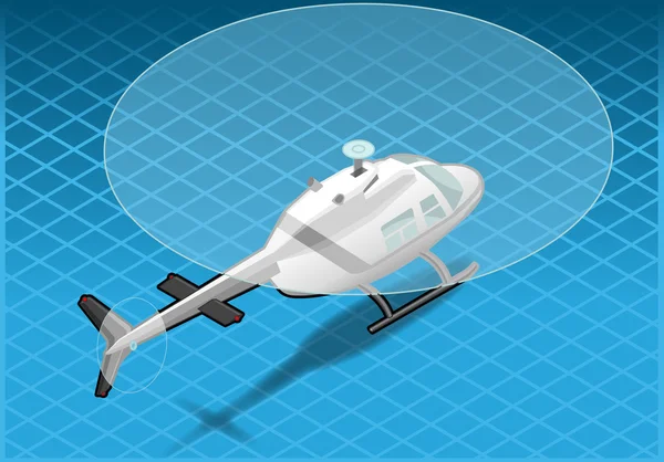 Helicóptero branco isométrico em voo no viwe traseiro — Vetor de Stock