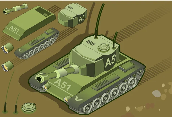 Tanque isométrico en vista frontal — Archivo Imágenes Vectoriales