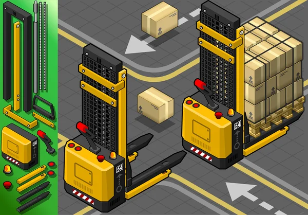 Iki pozisyonda izometrik forklift — Stok Vektör