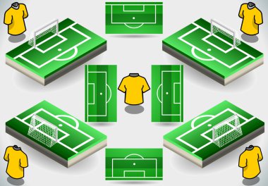 Set of Soccer Penalty Area and Icons clipart
