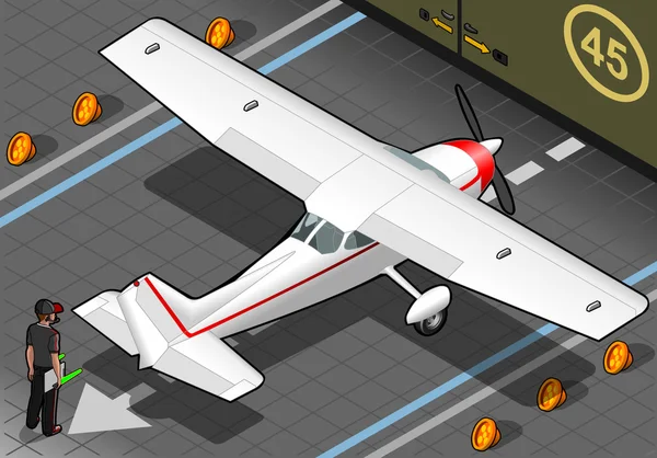 izometrik beyaz uçağın arka görünümü