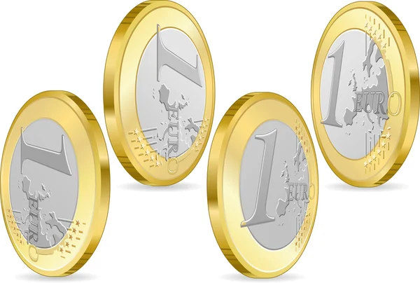 Full set of one euro coins — Stock Vector