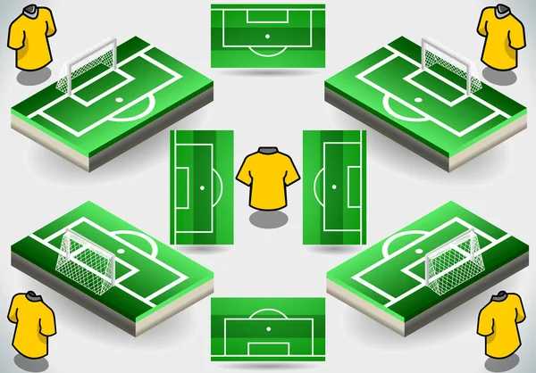 Ensemble de zone de pénalité de football et d'icônes — Image vectorielle
