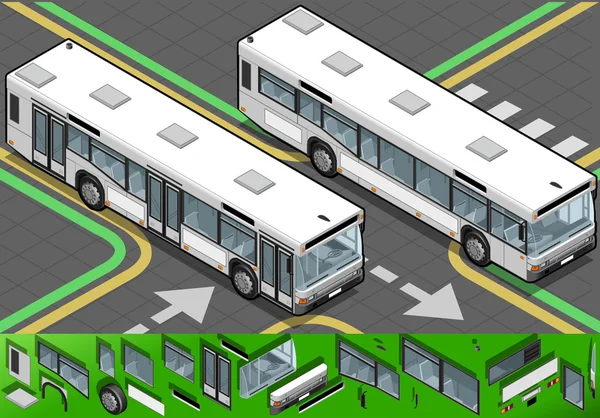 Autobús isométrico en vista frontal — Vector de stock