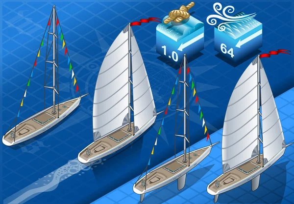 ナビゲーションで等尺性 sailships — ストックベクタ