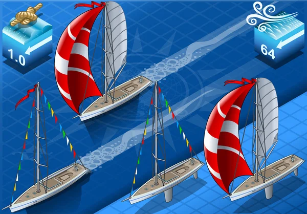 Isometrisk sailships i navigation — Stock vektor