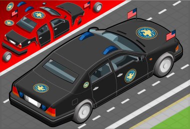 Isometric Presidential Limousine in Rear View clipart