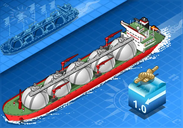 Isometric Gas Tanker Ship in Navigation — Stockvector