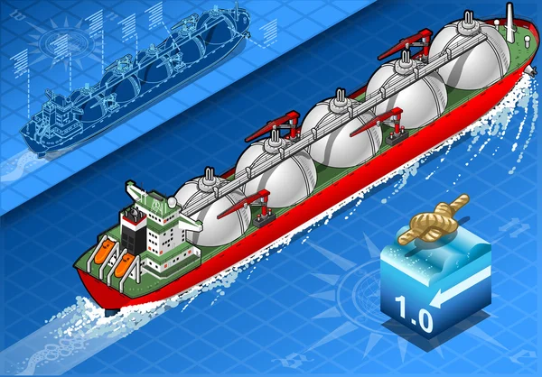 Isometric Gas Tanker Ship in Navigation — Stockvector