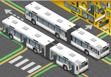 izometrik uzun veri yolu arka görünüm açık kapı ile