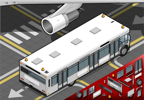 Isometric Airport Bus in Rear View — Stock Vector