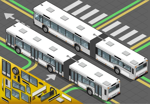 Isometrischer langer Bus in der Rückansicht — Stockvektor