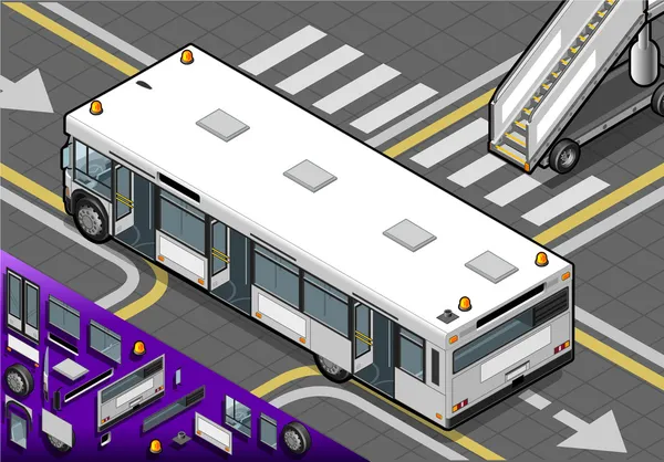 Autobús al Aeropuerto Isométrico con Puertas Abiertas en Vista Trasera — Vector de stock