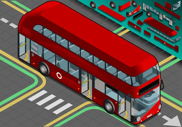 Isometric Double Decker Bus with Open Doors Stock Vector