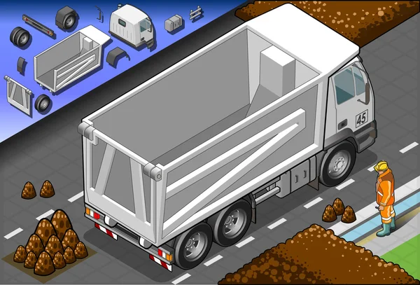 Isometrisk behållaren åker lastbil i bakifrån — Stockfoto
