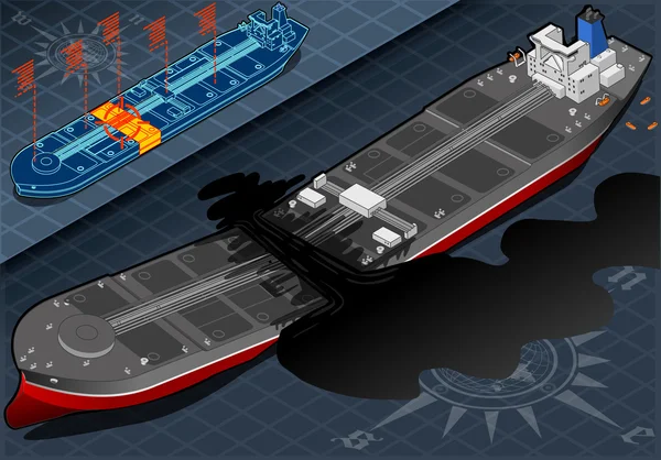 Izometrik gemi tanker iki kısımda ön görünüm yok. — Stok fotoğraf