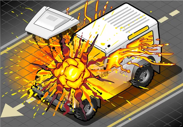 Weißer Geländewagen bei Explosion beschädigt — Stockfoto