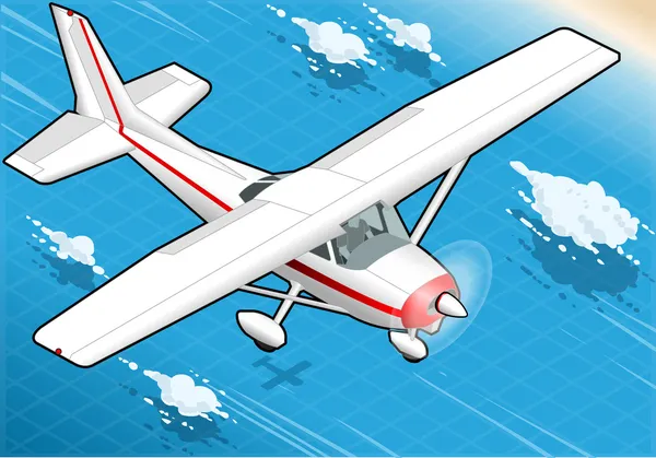 Plano blanco isométrico en vuelo en vista frontal — Vector de stock