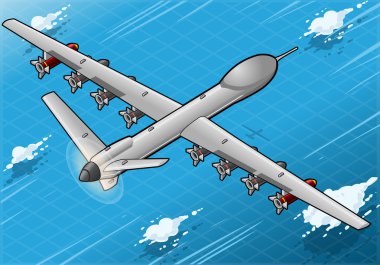 izometrik dron uçağın arka görünümünde uçan