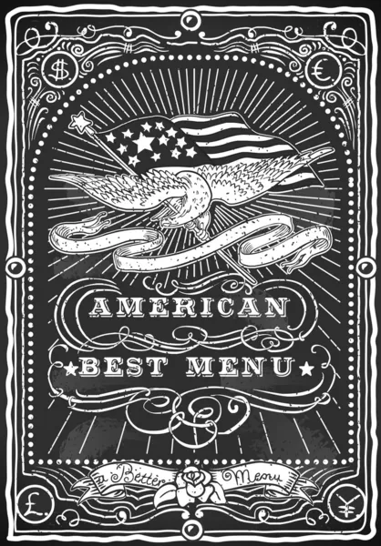 Quadro-negro gráfico vintage para menu americano —  Vetores de Stock