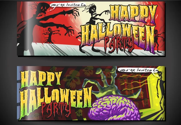 Banners Invitar a la fiesta de Halloween — Vector de stock