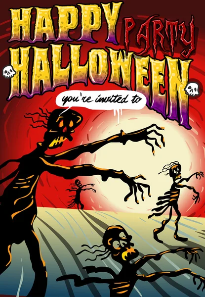 Affiche Inviter à la fête d'Halloween — Image vectorielle