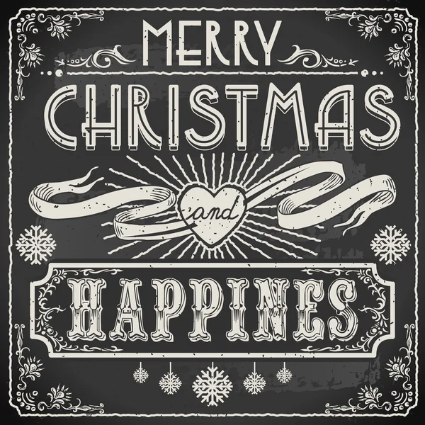 Vintage Merry Christmas Text on a Blackboard — Stock Vector